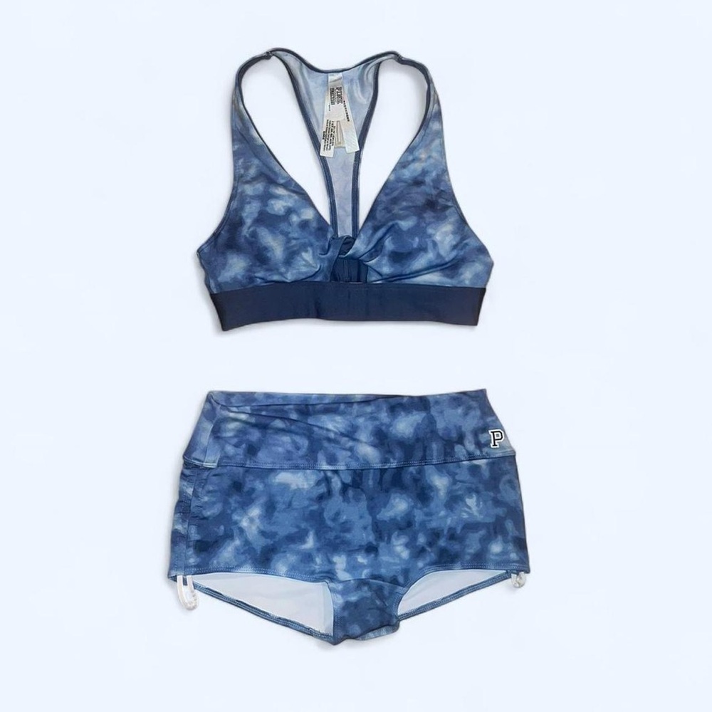 VS Pink blue tie-dye gym to swim bikini set